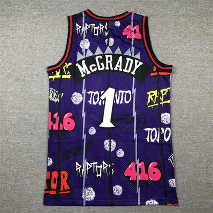 Men's Toronto Raptors Tracy McGrady #1 Purple Swingman Player Jerseys - Graffiti Edition