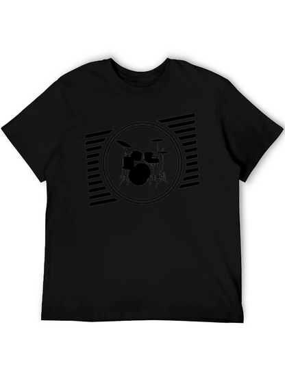 Black Drum Set Graphic T-Shirt for Music Lovers