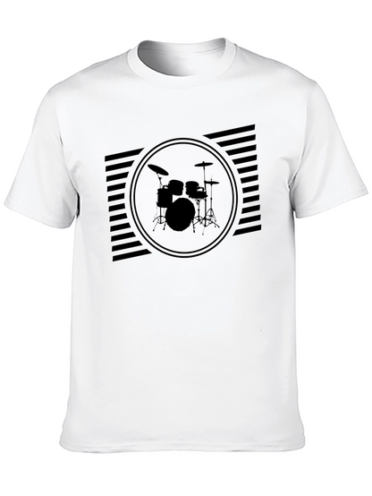 Black Drum Set Graphic T-Shirt for Music Lovers
