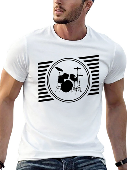 Black Drum Set Graphic T-Shirt for Music Lovers