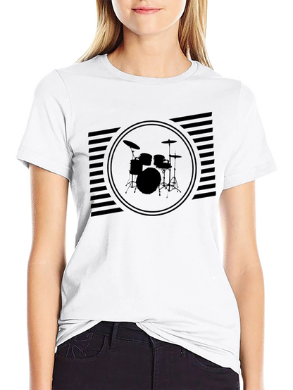 Black Drum Set Graphic T-Shirt for Music Lovers
