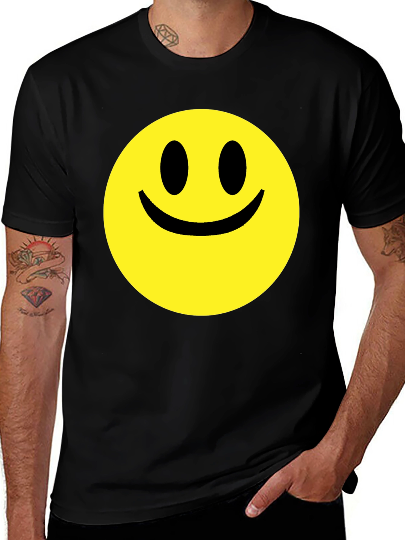 Smiley Face Graphic Black T-Shirt