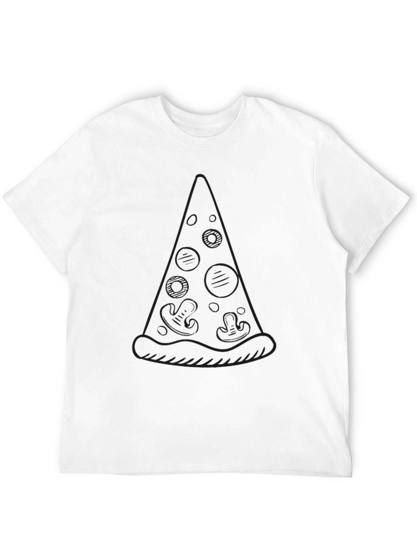 Pizza Slice Outline Graphic Black T-Shirt