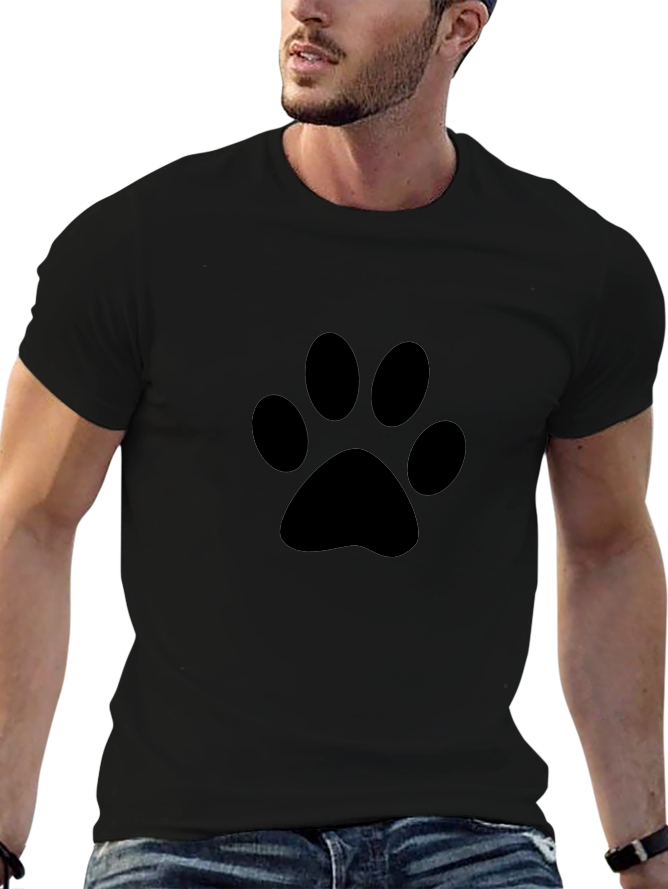 Paw Print Graphic Black T-Shirt
