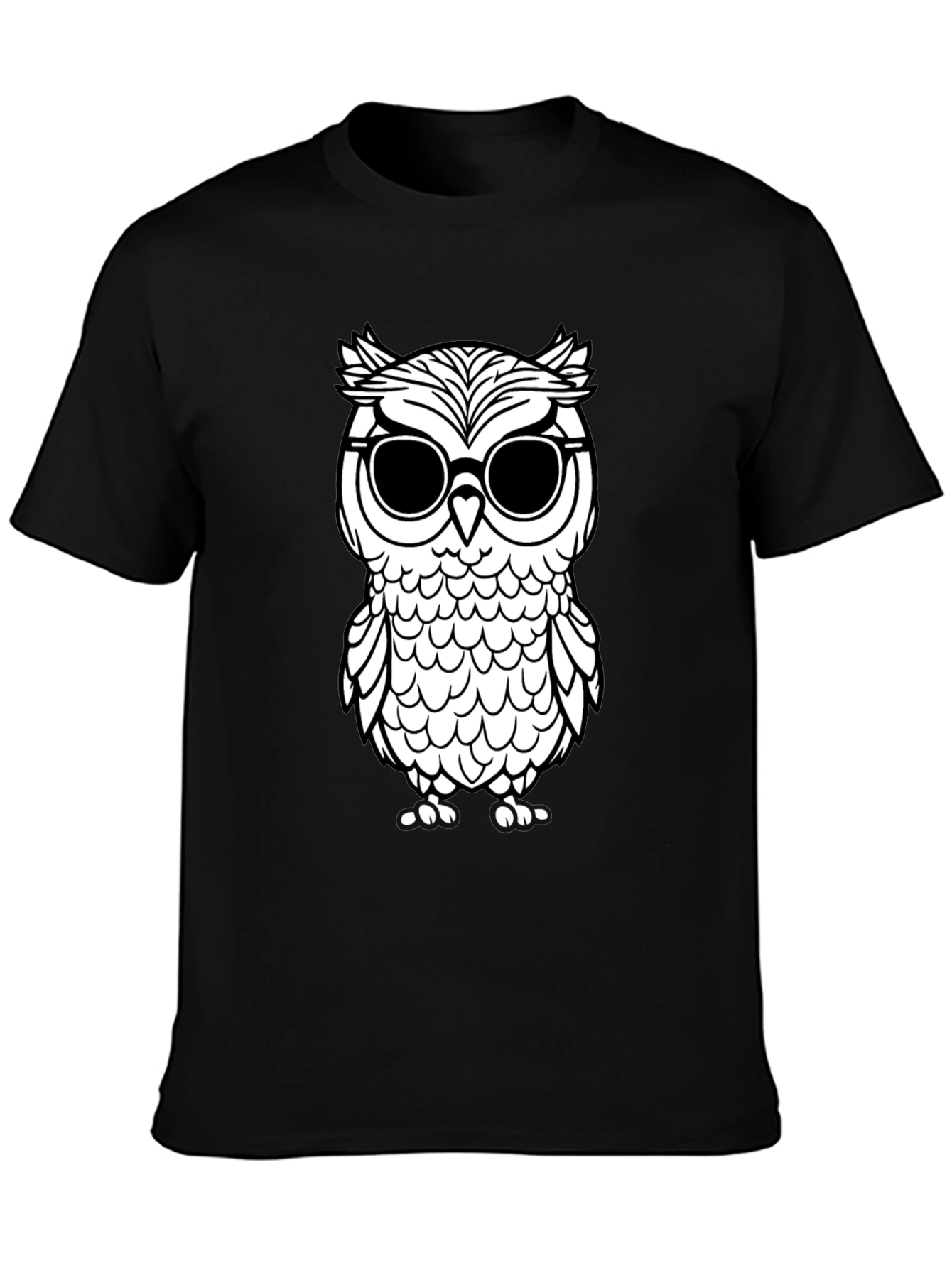 Cool Owl Graphic Tee - Black Cotton T-Shirt