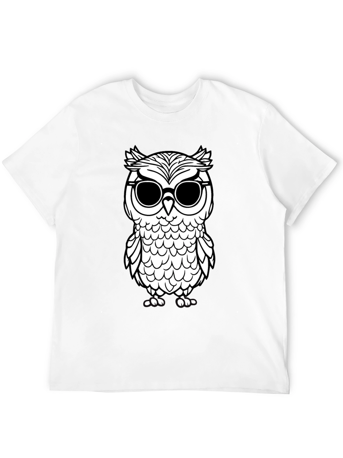 Cool Owl Graphic Tee - Black Cotton T-Shirt