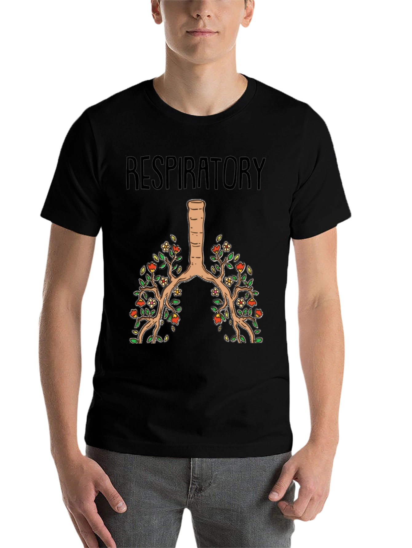 Respiratory System Floral Lung Anatomy T-Shirt