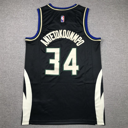 Men's Milwaukee Bucks Giannis Antetokounmpo #34 Black Swingman Jerseys - Statement Edition