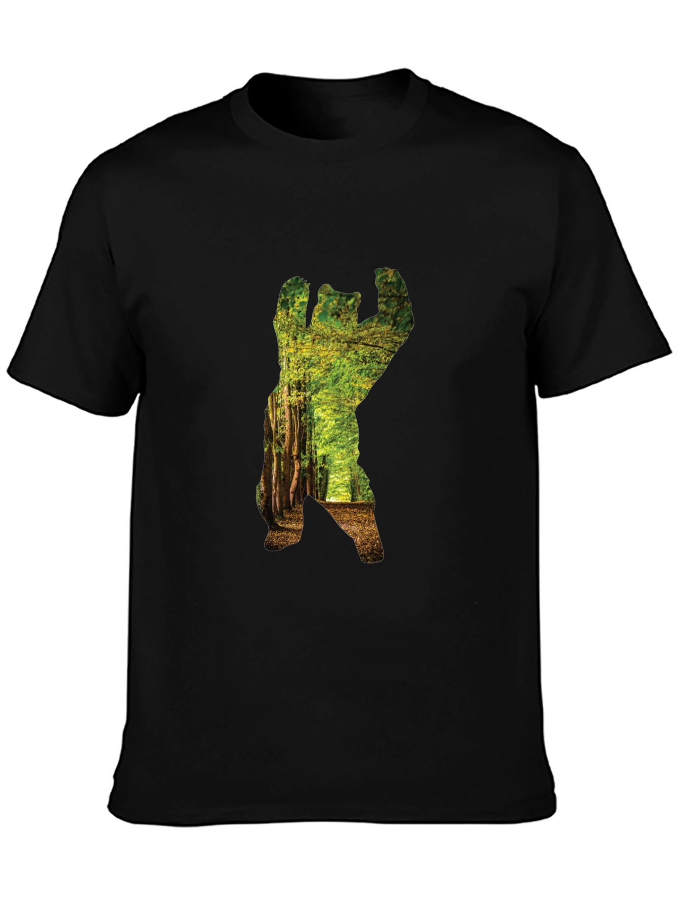 Nature Bear Graphic T-Shirt - Black Cotton Tee