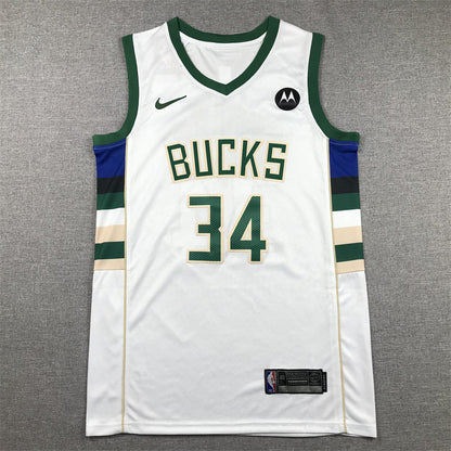 Men's Milwaukee Bucks Giannis Antetokounmpo #34 NBA White Player Jerseys