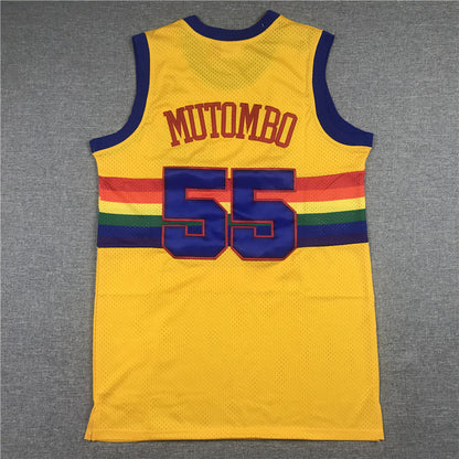 Men's Denver Nuggets Dikembe Mutombo 1991-92 Yellow Hardwood Classics Swingman Jerseys