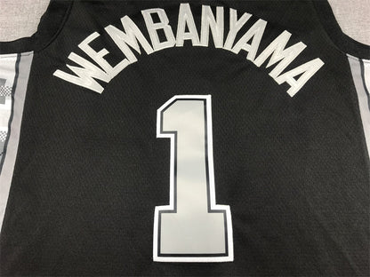 Men's San Antonio Spurs Victor Wembanyama #1 Black 2022/23 Swingman Jerseys - Statement Edition