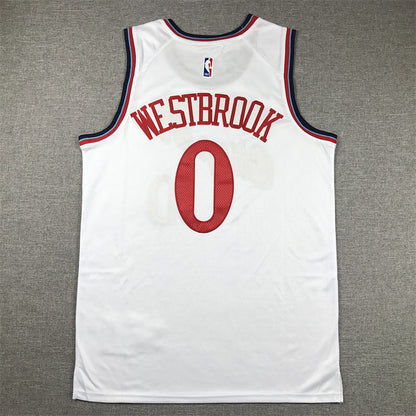 Men's LA Clippers Russell Westbrook #0 White Swingman Jerseys