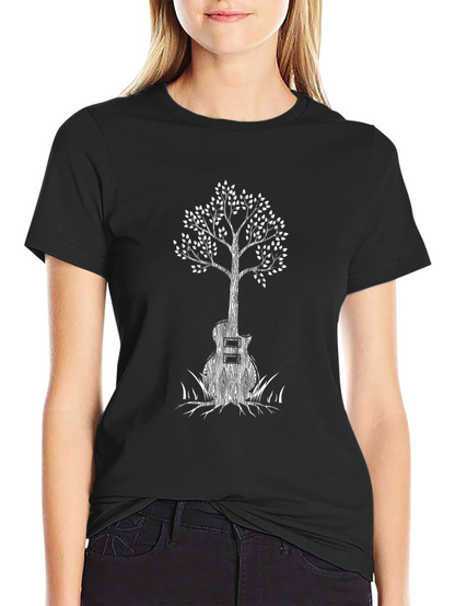 Guitar Tree Graphic Tee - Black Cotton Blend