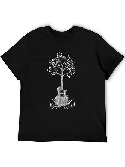 Guitar Tree Graphic Tee - Black Cotton Blend