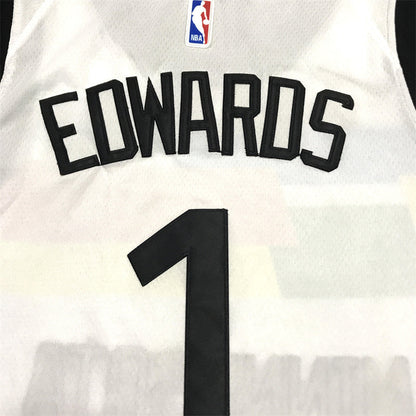 Men's Minnesota Timberwolves Anthony Edwards #1 White Swingman Jerseys - City Edition