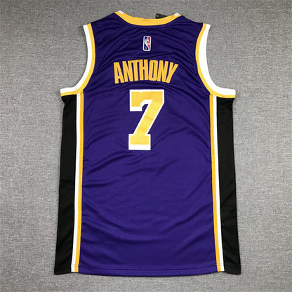 Men's Los Angeles Lakers Carmelo Anthony #7 Purple Fast Break Replica Jerseys