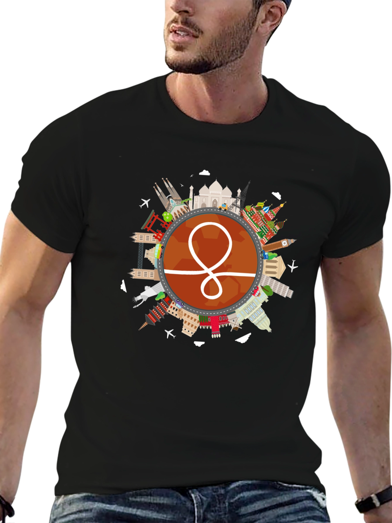 World Traveler Graphic Tee - Black Unisex Shirt