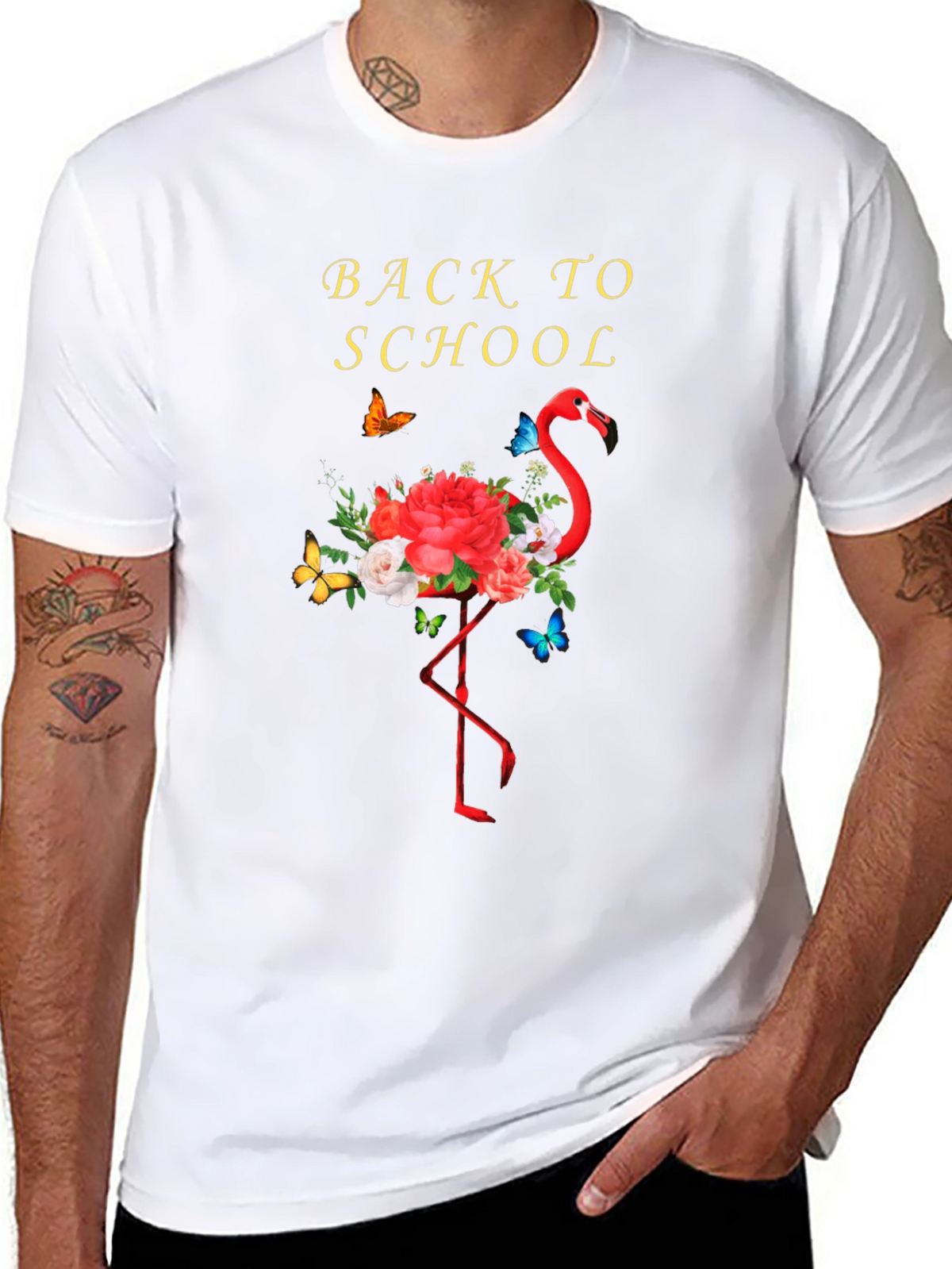 Back to School Flamingo Floral T-Shirt