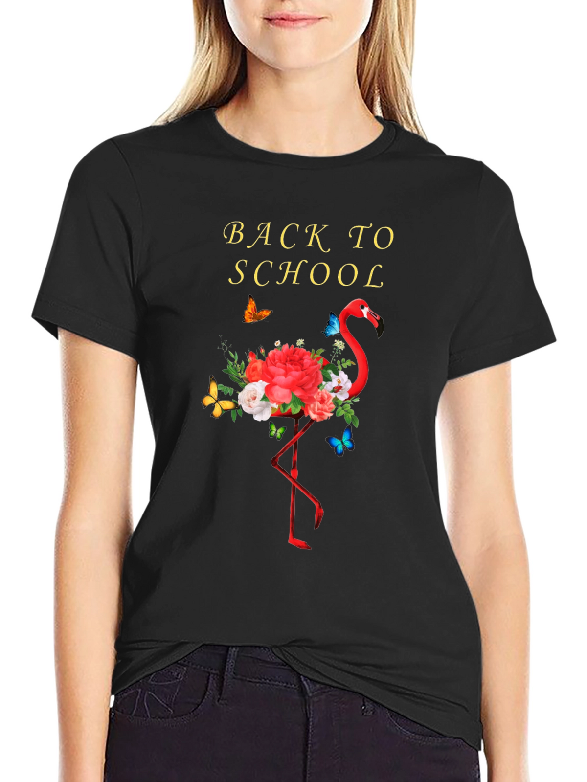 Back to School Flamingo Floral T-Shirt