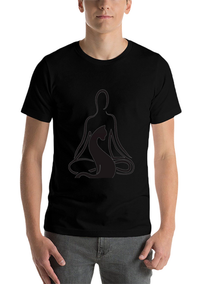 Meditating Yoga Cat Black T-Shirt