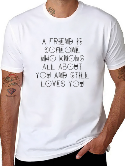 Mens Black T-shirt with A Friend Slogan