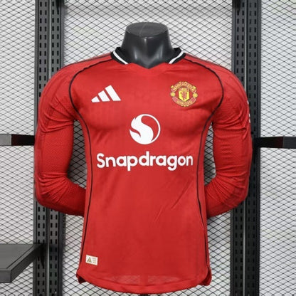 2025-26 Manchester City Home Red Long Sleeve Player Edition Jersey - Men