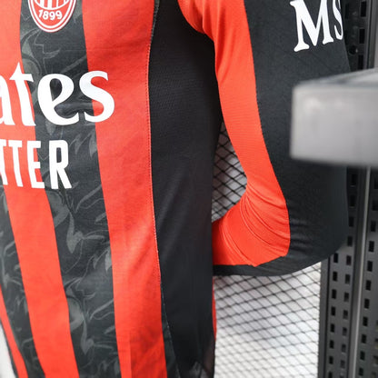 2025-26 AC Milan Home Long Sleeve Player Version Jersey - Men's