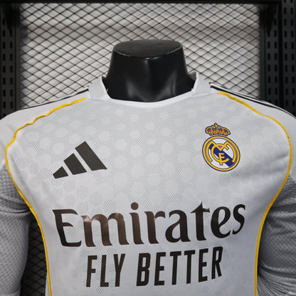 2025-26 Real Madrid Home Long Sleeve Player Version Jersey - Men's