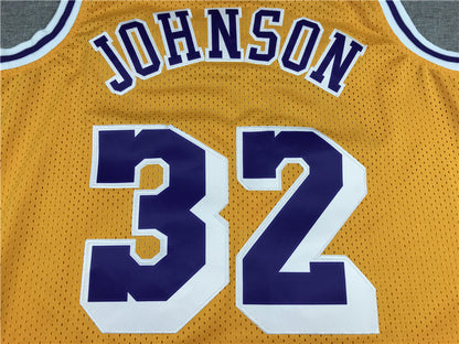Men's Los Angeles Lakers Magic Johnson #32 Yellow Throwback Jerseys