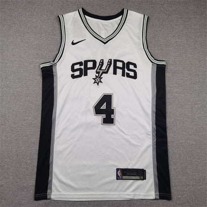 Men's San Antonio Spurs De'Aaron Fox #4 White Swingman Jerseys - Association Edition