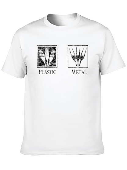 Plastic vs Metal Black T-Shirt