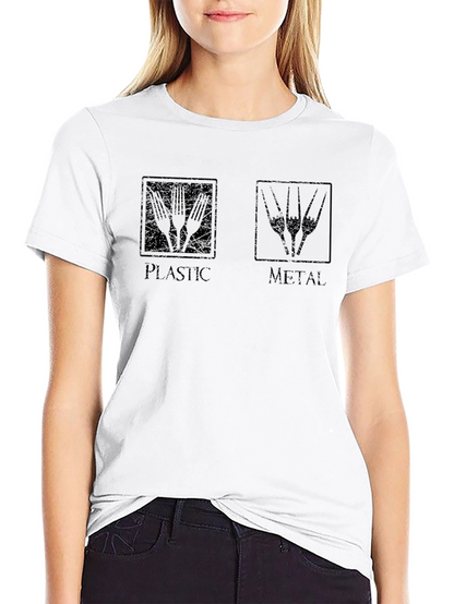 Plastic vs Metal Black T-Shirt