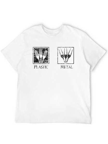 Plastic vs Metal Black T-Shirt