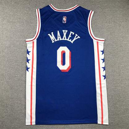 Men's Philadelphia 76ers Tyrese Maxey Blue 2020/21 Fast Break Replica Jerseys