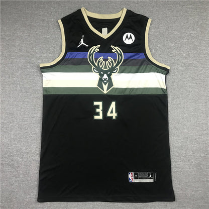 Men's Milwaukee Bucks Giannis Antetokounmpo #34 Black Replica Player Jerseys