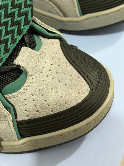 ✨ Iconic Lanvin Curb Low-Top Skate Sneakers - Green Pink Leather Mesh Statement Shoes
