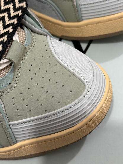 🌿 Trendy Lanvin Curb Low-Top Skate Sneakers - Sage Green Leather Suede Mesh Head-Turners