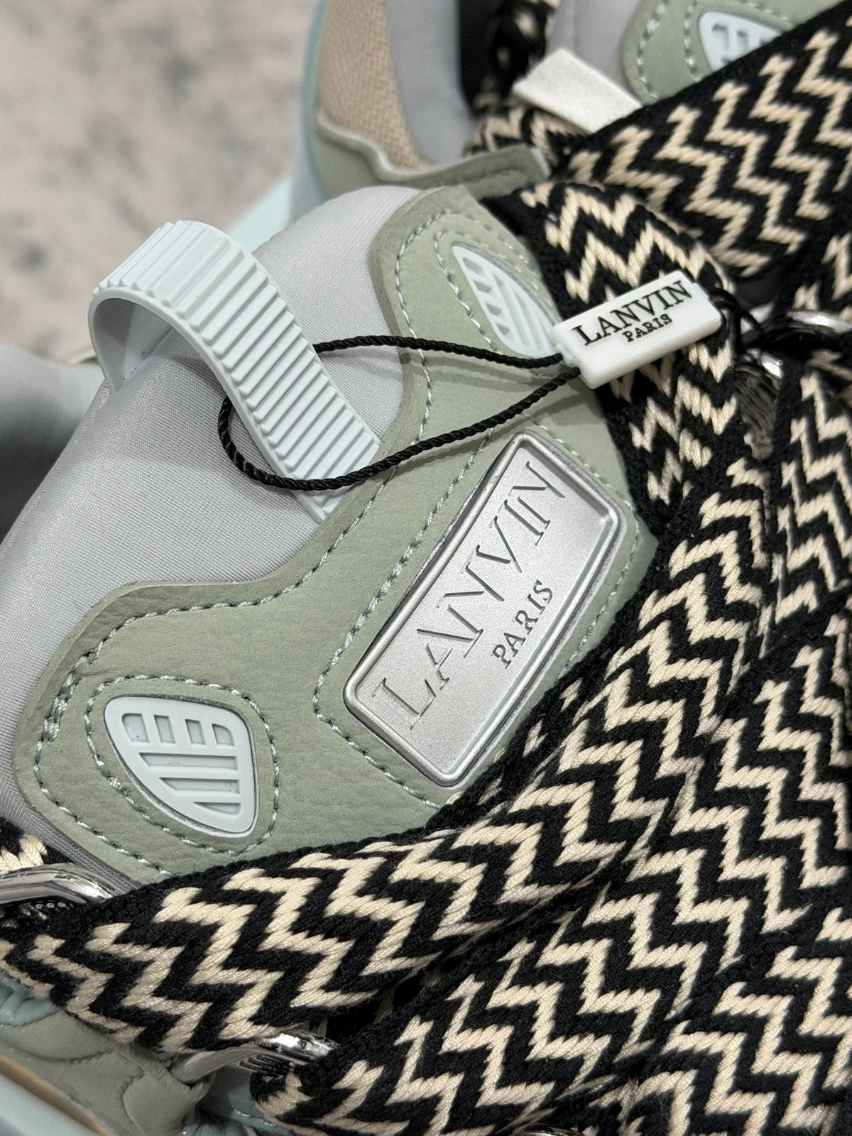 🌿 Trendy Lanvin Curb Low-Top Skate Sneakers - Sage Green Leather Suede Mesh Head-Turners