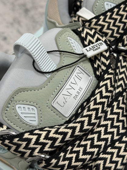 🌿 Trendy Lanvin Curb Low-Top Skate Sneakers - Sage Green Leather Suede Mesh Head-Turners