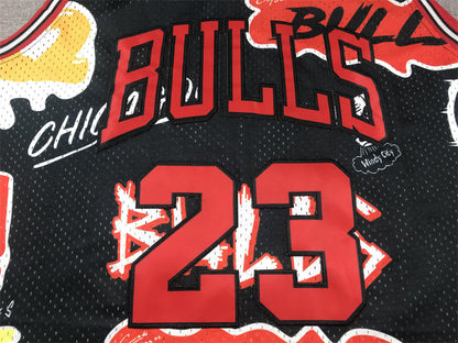 Men's Chicago Bulls Michael Jordan #23 Black Swingman Graffiti Edition Jerseys