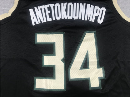 Men's Milwaukee Bucks Giannis Antetokounmpo #34 Black Replica Player Jerseys