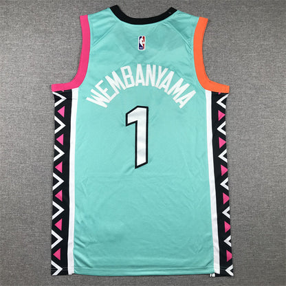 Men's San Antonio Spurs Victor Wembanyama #1 Turquoise 2022/23 Swingman Jerseys - City Edition