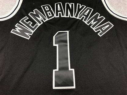 Men's San Antonio Spurs Victor Wembanyama #1 Black 2022/23 Swingman Jerseys - Classic Edition