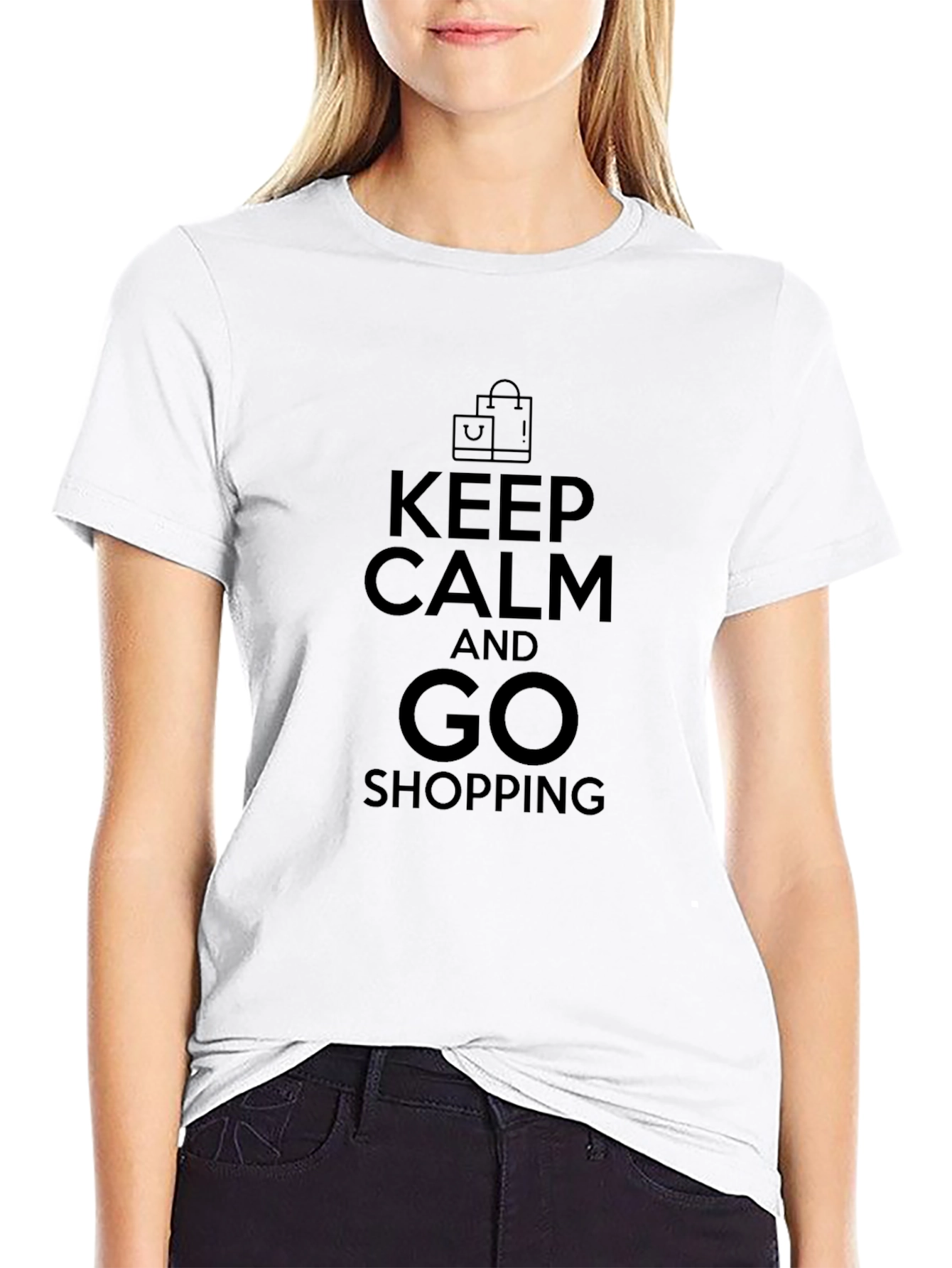 Keep Calm And Go Shopping Black T-Shirt