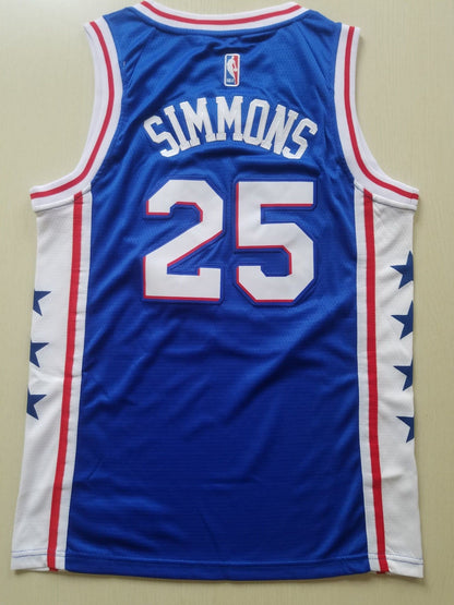 Men's Philadelphia 76ers Ben Simmons #25 Blue Fast Break Replica Jerseys