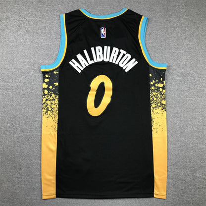 Men's Indiana Pacers Tyrese Haliburton #0 Black 2023/24 Swingman Jerseys - City Edition