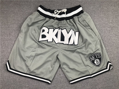 Men's Brooklyn Nets Gray Basketball Retro Shorts1