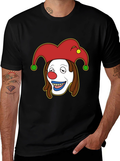 Clown Cartoon Graphic T-Shirt - Black