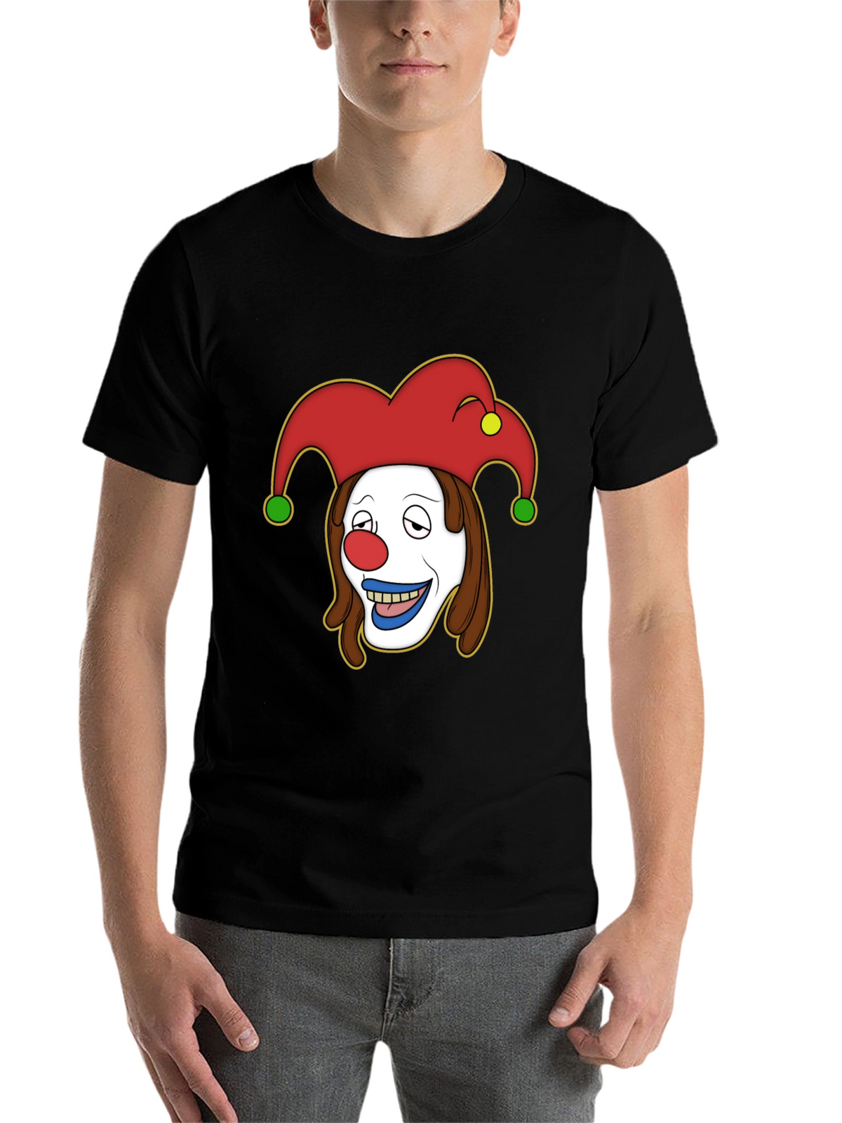 Clown Cartoon Graphic T-Shirt - Black